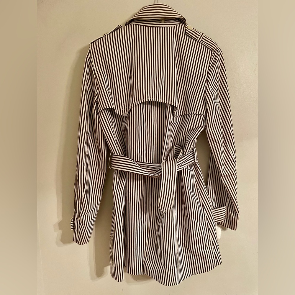 Lauren Ralph Lauren Women's Double Breasted Trench Coat Striped Coat Large - Picture 2 of 15